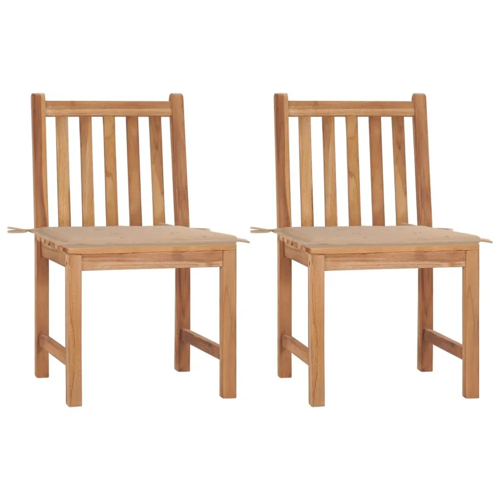 Panca Dondolo Sedie da Giardino 2 pz con Cuscini Legno Massello di Teak