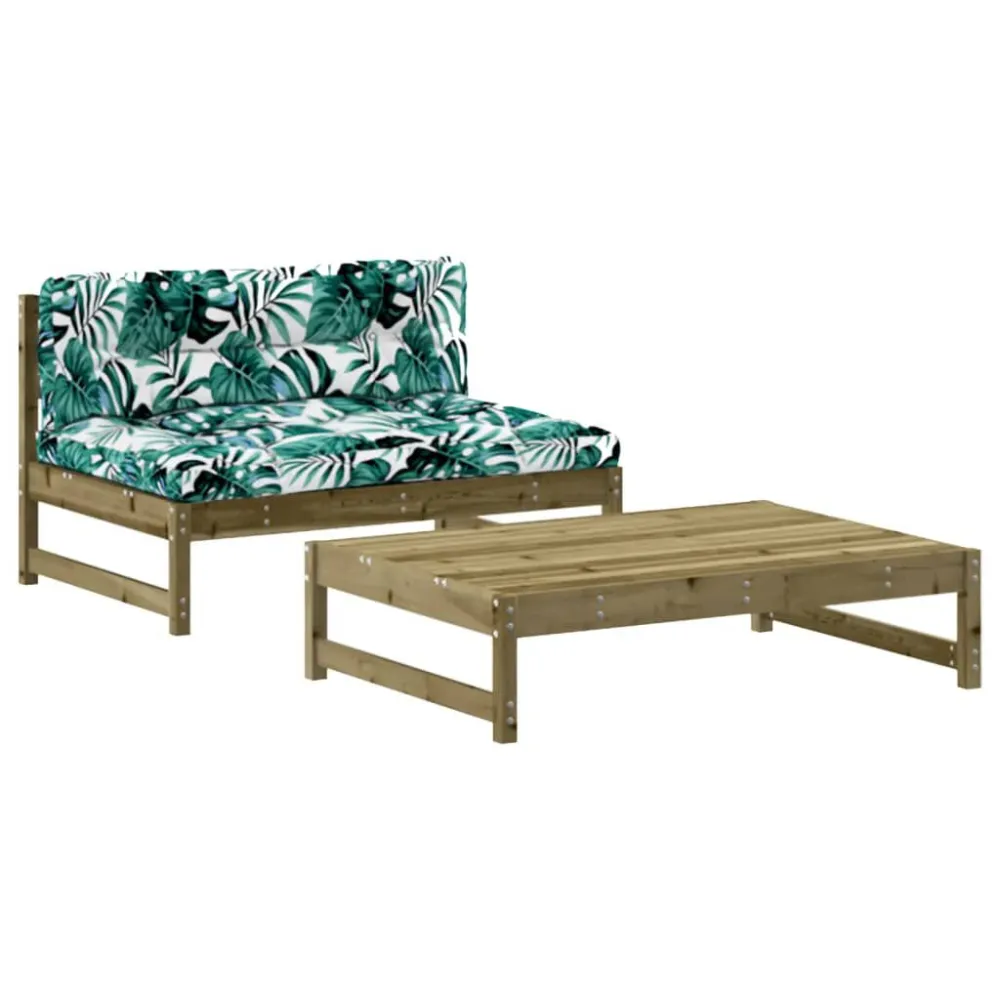 Panca Dondolo Set Divani da Giardino 2pz con Cuscini Legno Impregnato di Pino