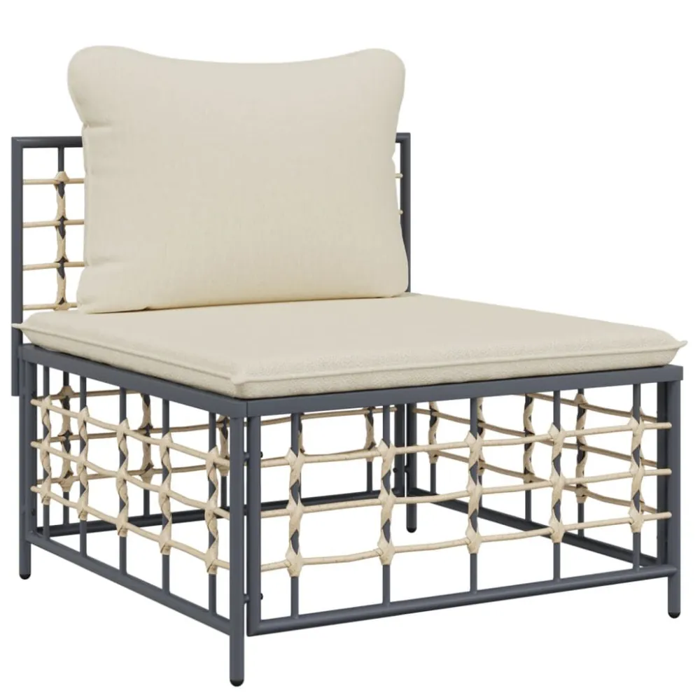 Panca Dondolo Set Divani da Giardino 8 pz con Cuscini Antracite Polyrattan