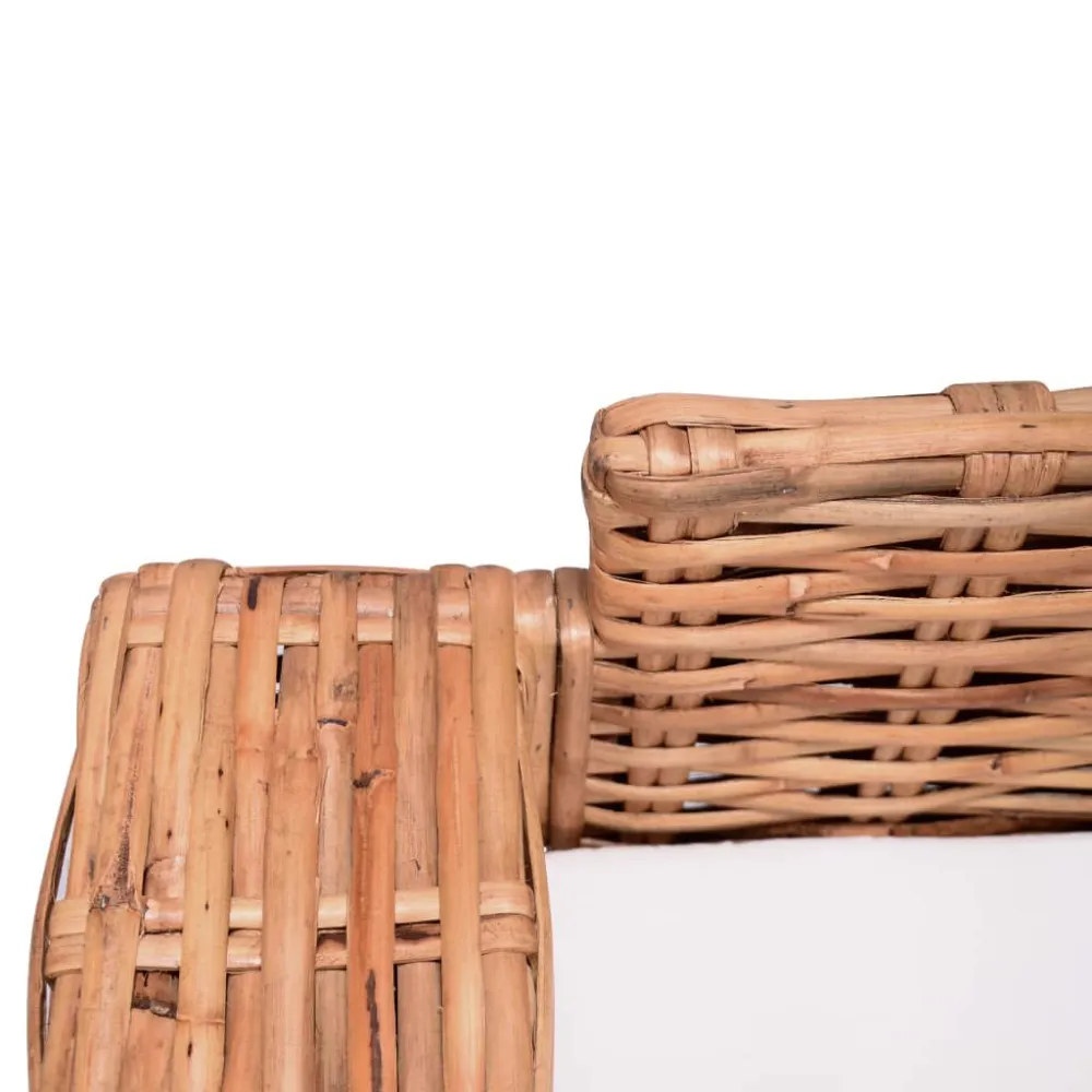 Panca Dondolo Set di Divani da Giardino con Cuscini 2 pz Rattan Naturale