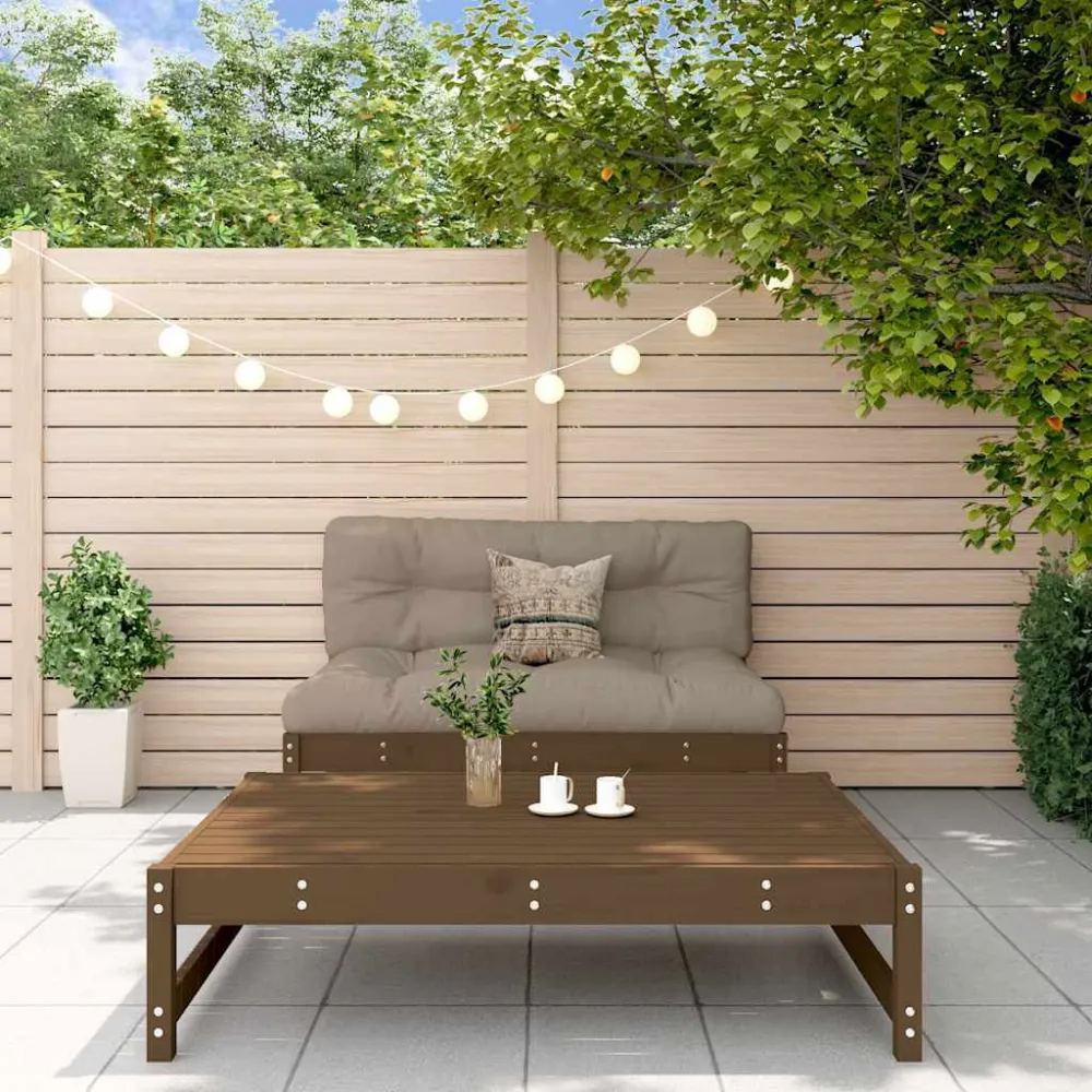 Panca Dondolo Set Divani da Giardino 2 pz con Cuscini Legno Massello ambra