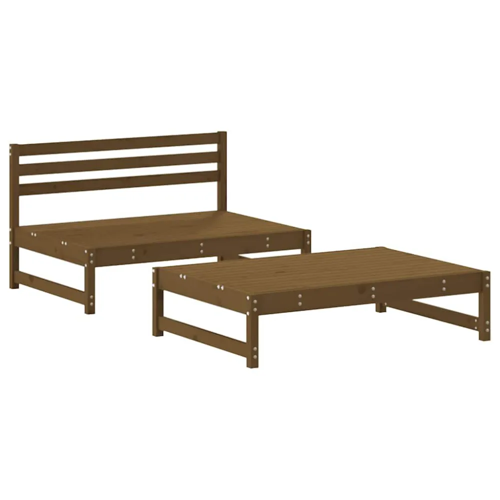 Panca Dondolo Set Divani da Giardino 2 pz con Cuscini Legno Massello ambra
