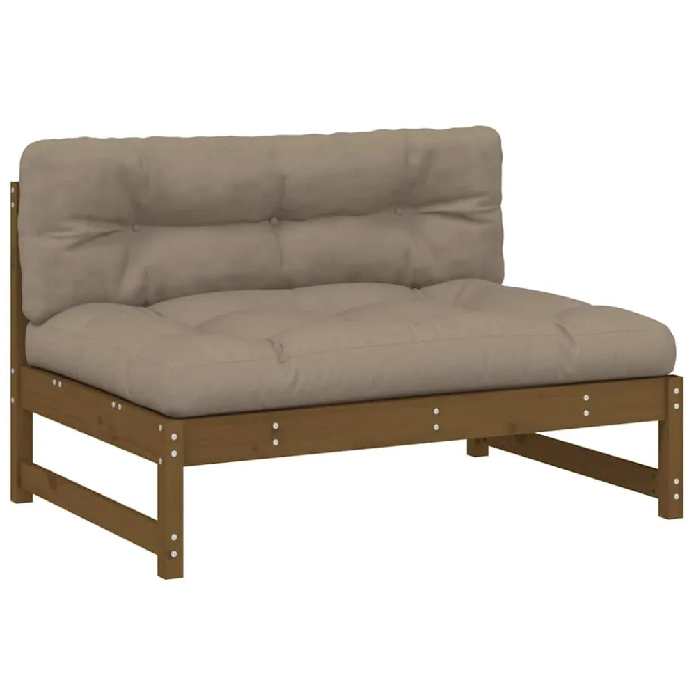 Panca Dondolo Set Divani da Giardino 2 pz con Cuscini Legno Massello ambra