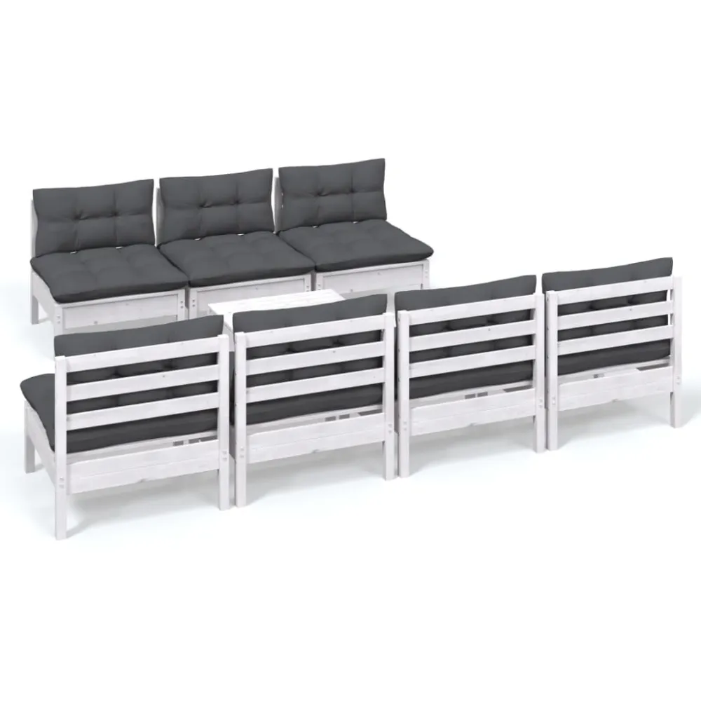 Panca Dondolo Set Divani da Giardino 8 pz con Cuscini Antracite Legno di Pino