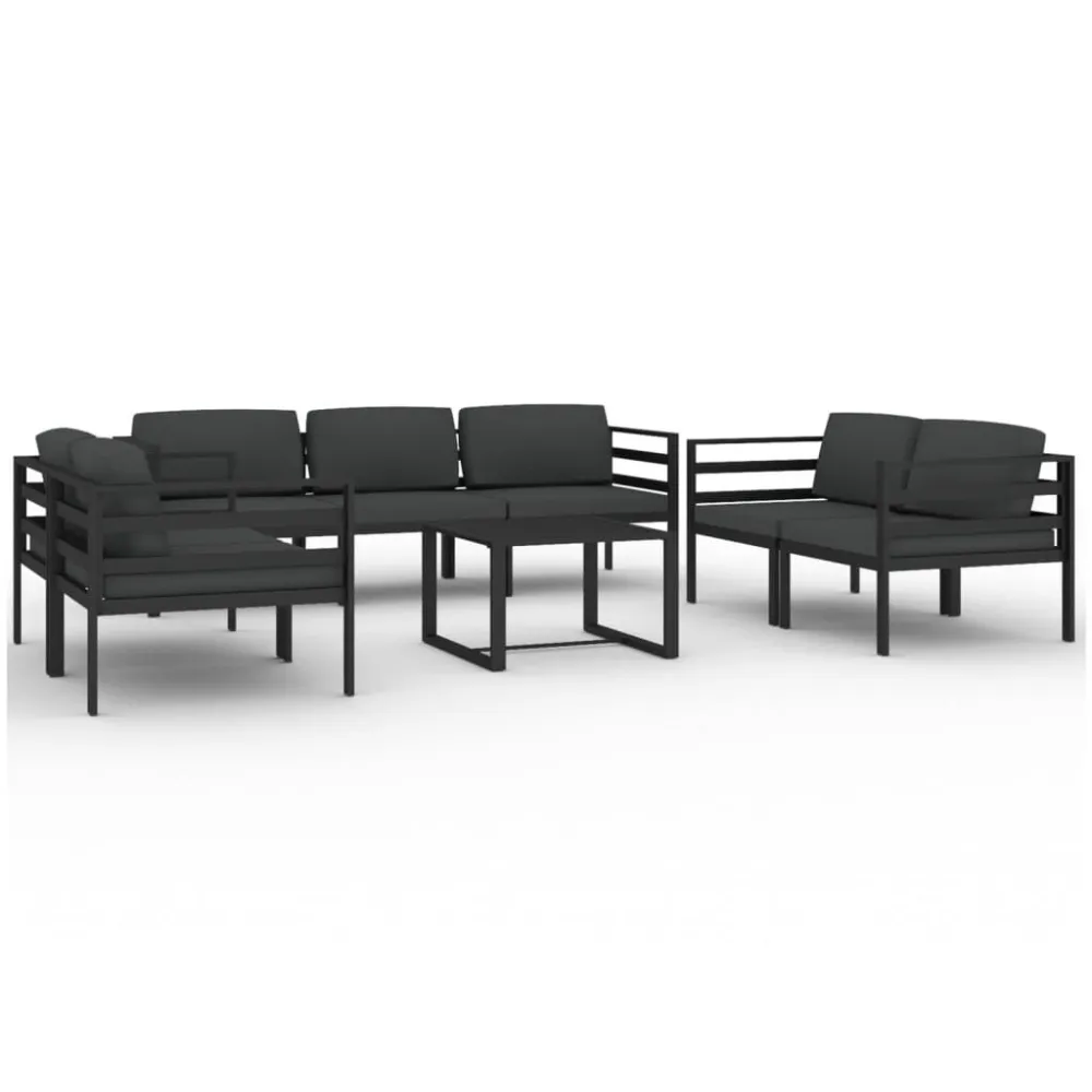 Panca Dondolo Set Divani da Giardino 8 pz con Cuscini Alluminio Antracite