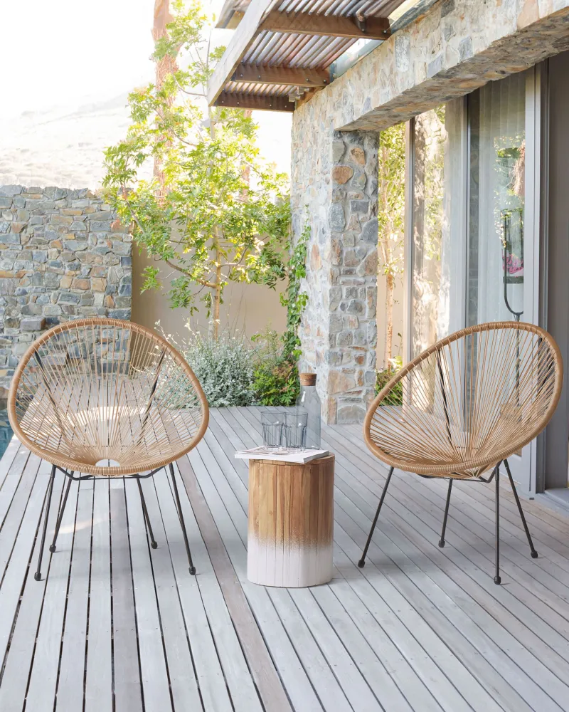 Panca Dondolo Set 2 Garden Chairs ACAPULCO II PE Rattan Integrale