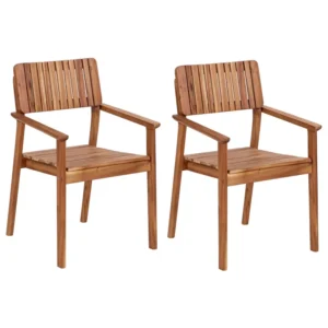 Panca Dondolo Set 2 Garden Chairs AGELLO Acacia Wood Light Wood