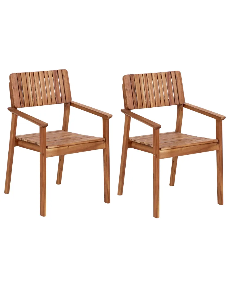 Panca Dondolo Set 2 Garden Chairs AGELLO Acacia Wood Light Wood