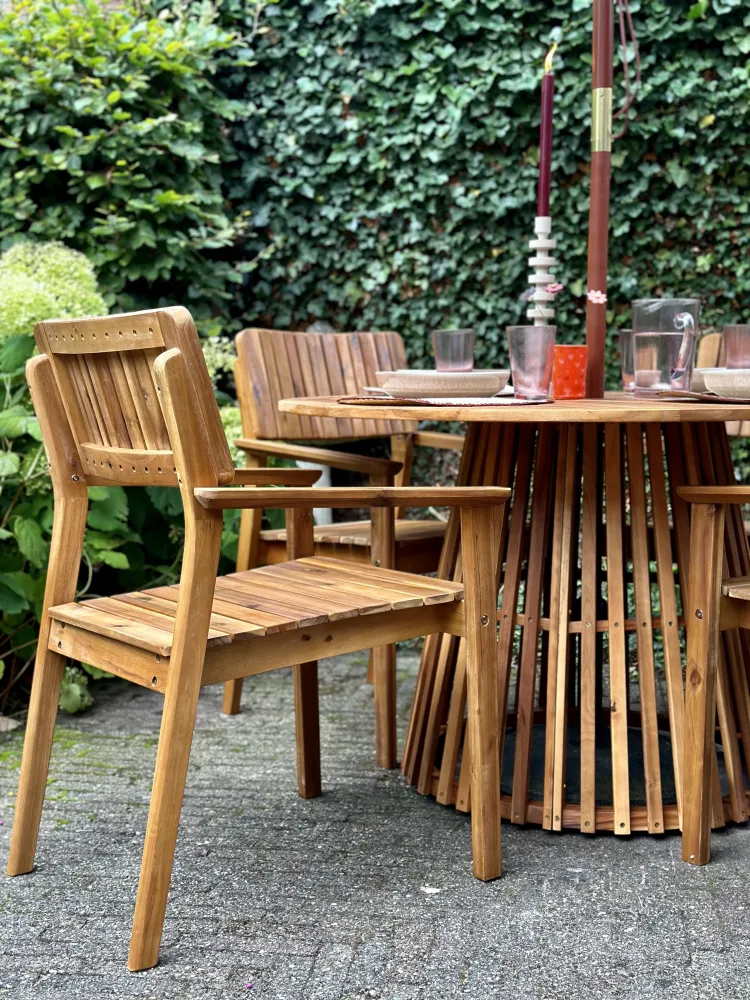 Panca Dondolo Set 2 Garden Chairs AGELLO Acacia Wood Light Wood