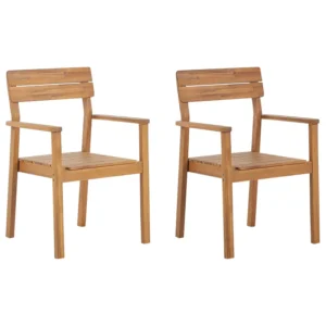 Panca Dondolo Set 2 Garden Chairs FORNELLI Acacia Wood Light Wood