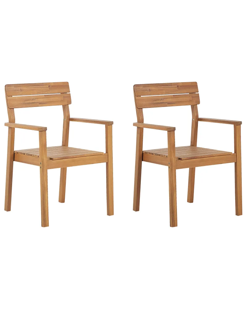 Panca Dondolo Set 2 Garden Chairs FORNELLI Acacia Wood Light Wood