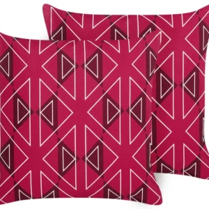 Panca Dondolo Set 2 Outdoor Cushions Geometric Pattern 45 x 45 cm Pink MEZZANO