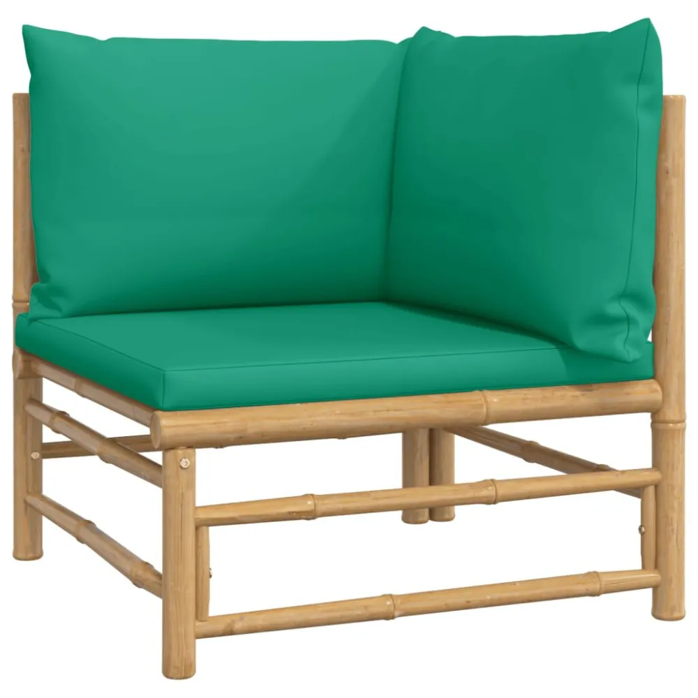 Panca Dondolo Set Salotto da Giardino 6pz con Cuscini Verdi Bambù