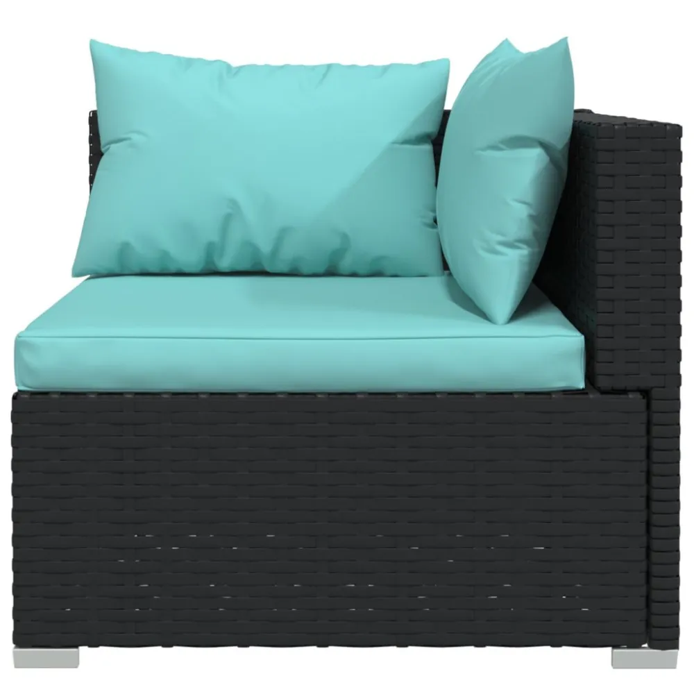 Panca Dondolo Set Salotto da Giardino 6 pz con Cuscini Polyrattan Nero