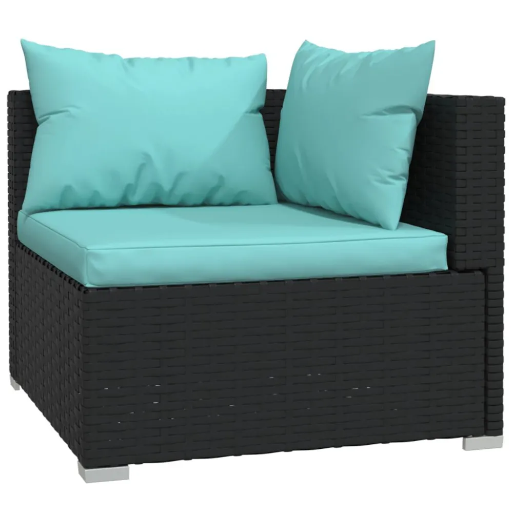 Panca Dondolo Set Salotto da Giardino 6 pz con Cuscini Polyrattan Nero