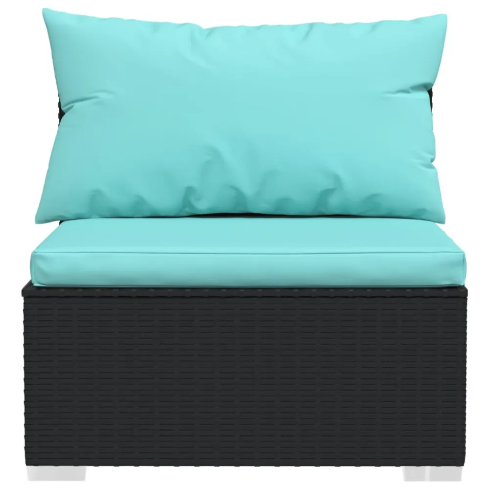 Panca Dondolo Set Salotto da Giardino 6 pz con Cuscini Polyrattan Nero