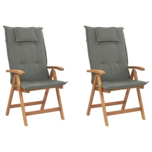 Panca Dondolo Set di 2 sedie da giardino con cuscini JAVA Legno d'acacia Grigio grafite