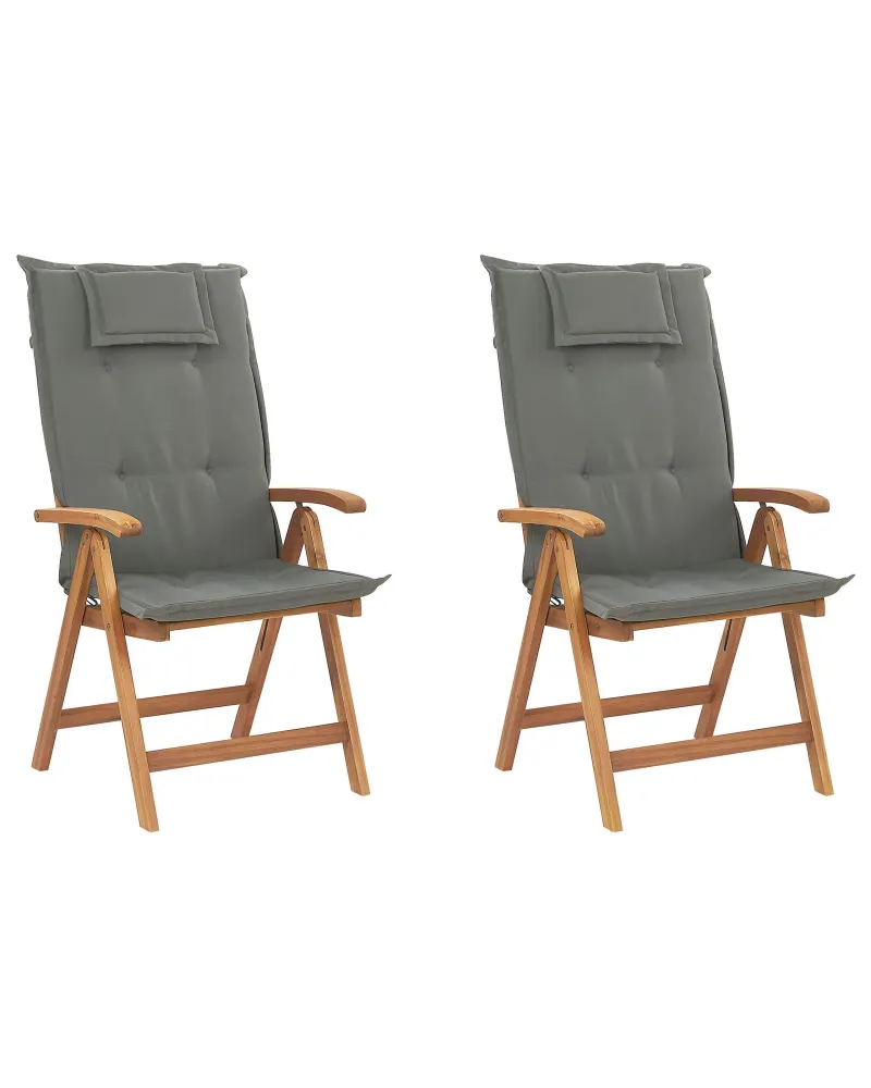 Panca Dondolo Set di 2 sedie da giardino con cuscini JAVA Legno d'acacia Grigio grafite