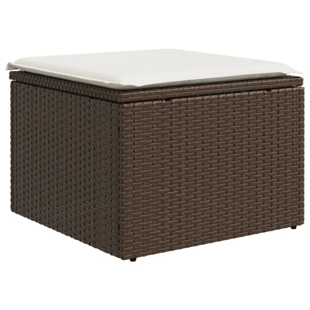 Panca Dondolo Sgabello Giardino con Cuscino Marrone 55x55x37 cm Polyrattan