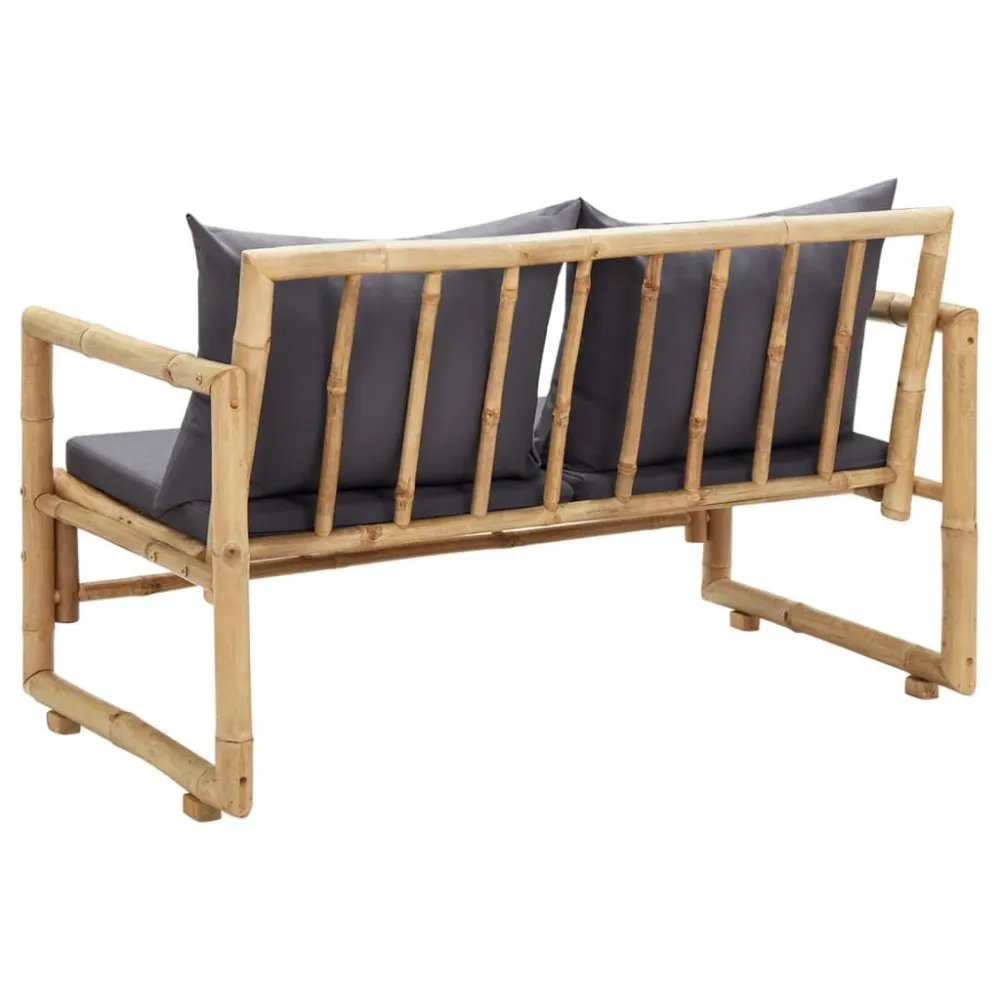Panca da Giardino con Cuscini 115 cm Bambù Colori Vivaci