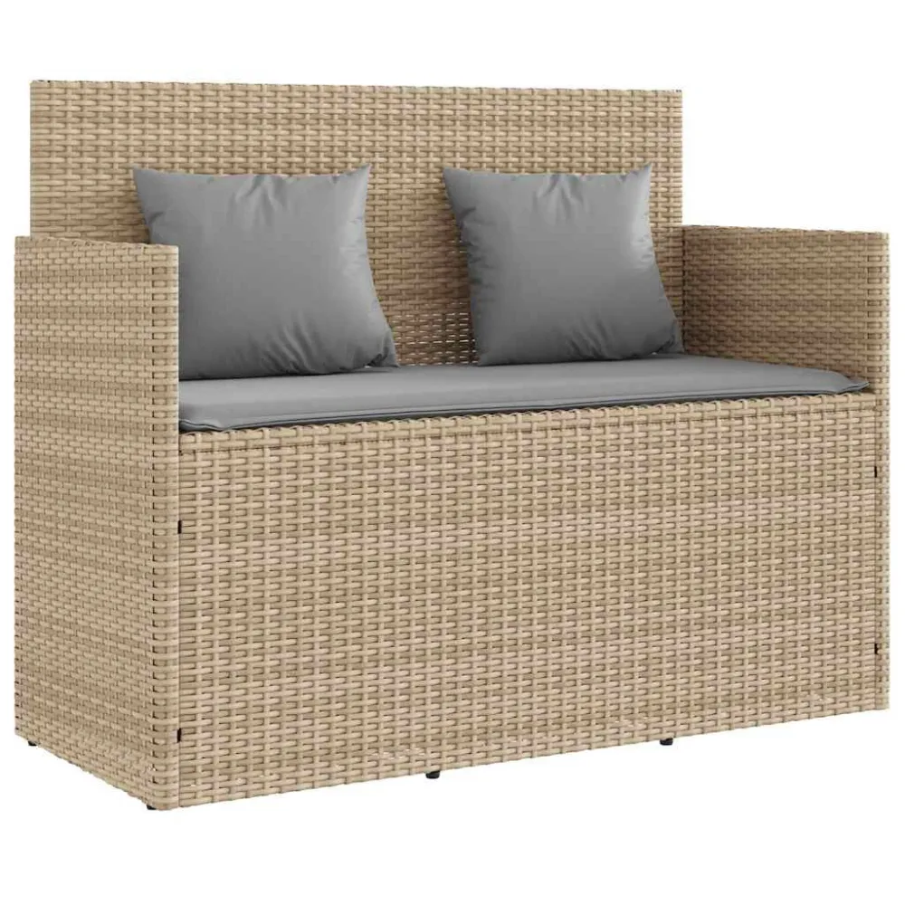 Panca da Giardino con Cuscini Camoscio Polyrattan Materiale Alluminio Anodizzato