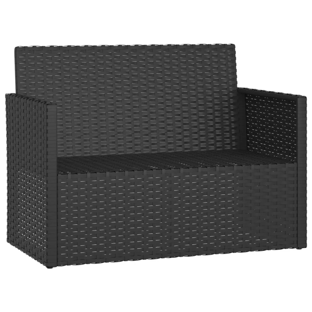 Panca da Giardino con Cuscini Nera 105 cm Polyrattan per Relax all'Aperto