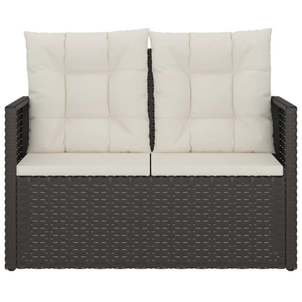 Panca da Giardino con Cuscini Nera 105 cm Polyrattan per Relax all'Aperto