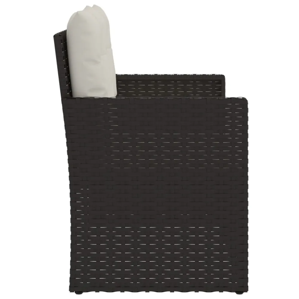 Panca da Giardino con Cuscini Nera 105 cm Polyrattan per Relax all'Aperto