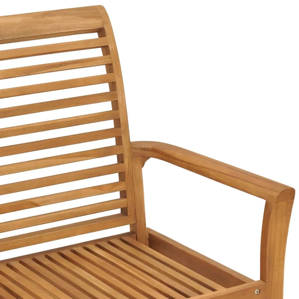 Panca da Giardino con Cuscino Grigio Quadri 112 cm Legno Teak per Giardino e Spiaggia