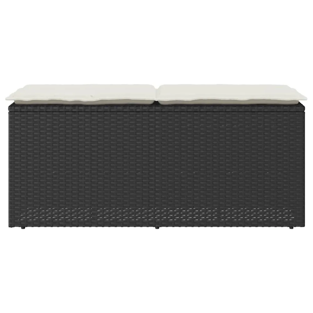 Panca da Giardino con Cuscino Nera 110x40x44 cm Polyrattan - Impermeabile e UV Resistente