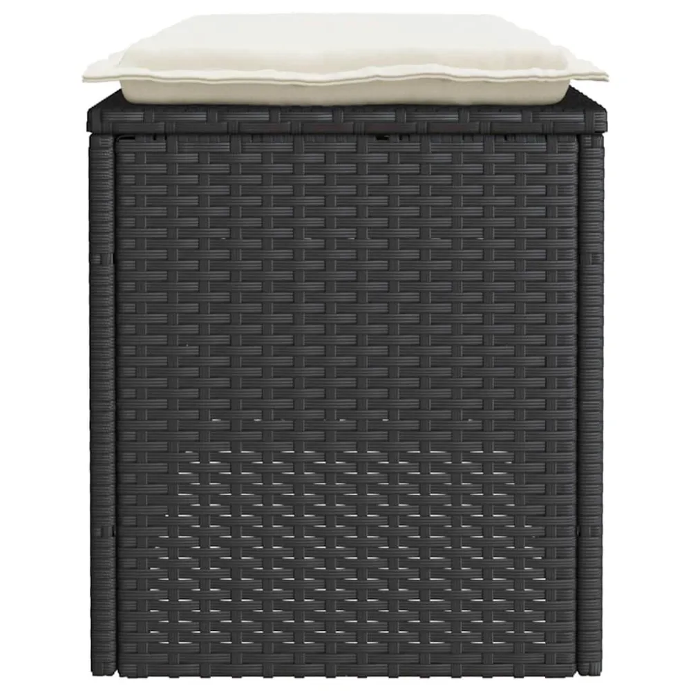 Panca da Giardino con Cuscino Nera 110x40x44 cm Polyrattan - Impermeabile e UV Resistente