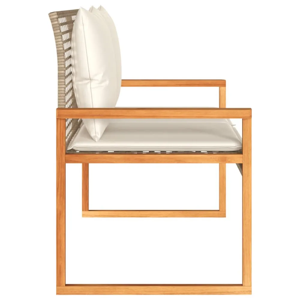 Panca da Giardino con Cuscino Nocciola Misto Polyrattan e Acacia per Giardino e Spiaggia