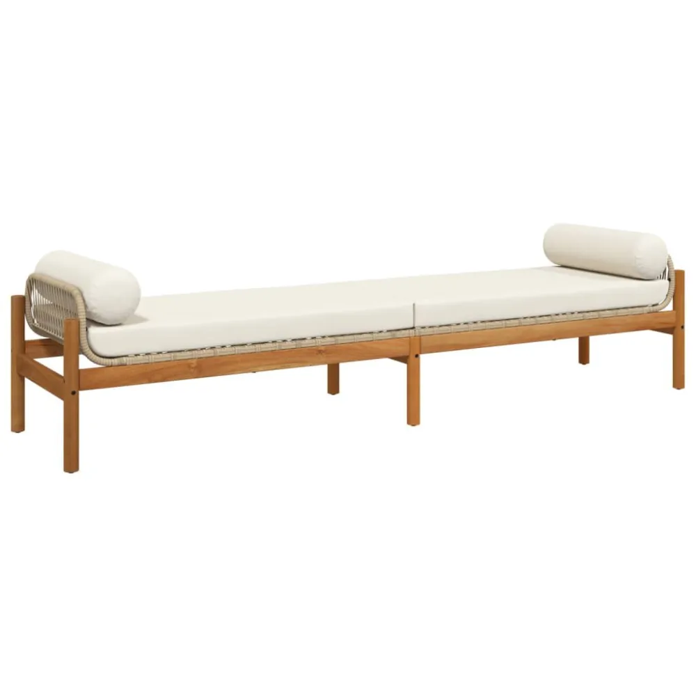 Panca da Giardino con Cuscino Nocciola Polyrattan e Acacia Colori Vivaci