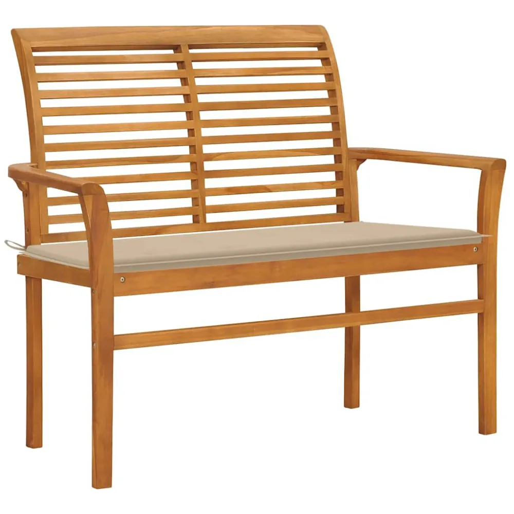 Panca da Giardino con Cuscino Panna 112 cm Legno di Teak
