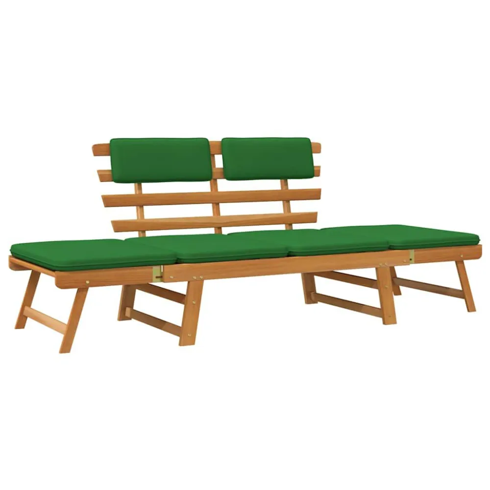 Panca da Giardino Cuscini 2--1 190 cm Legno Massello d'Acacia con Rivestimento Tessuto