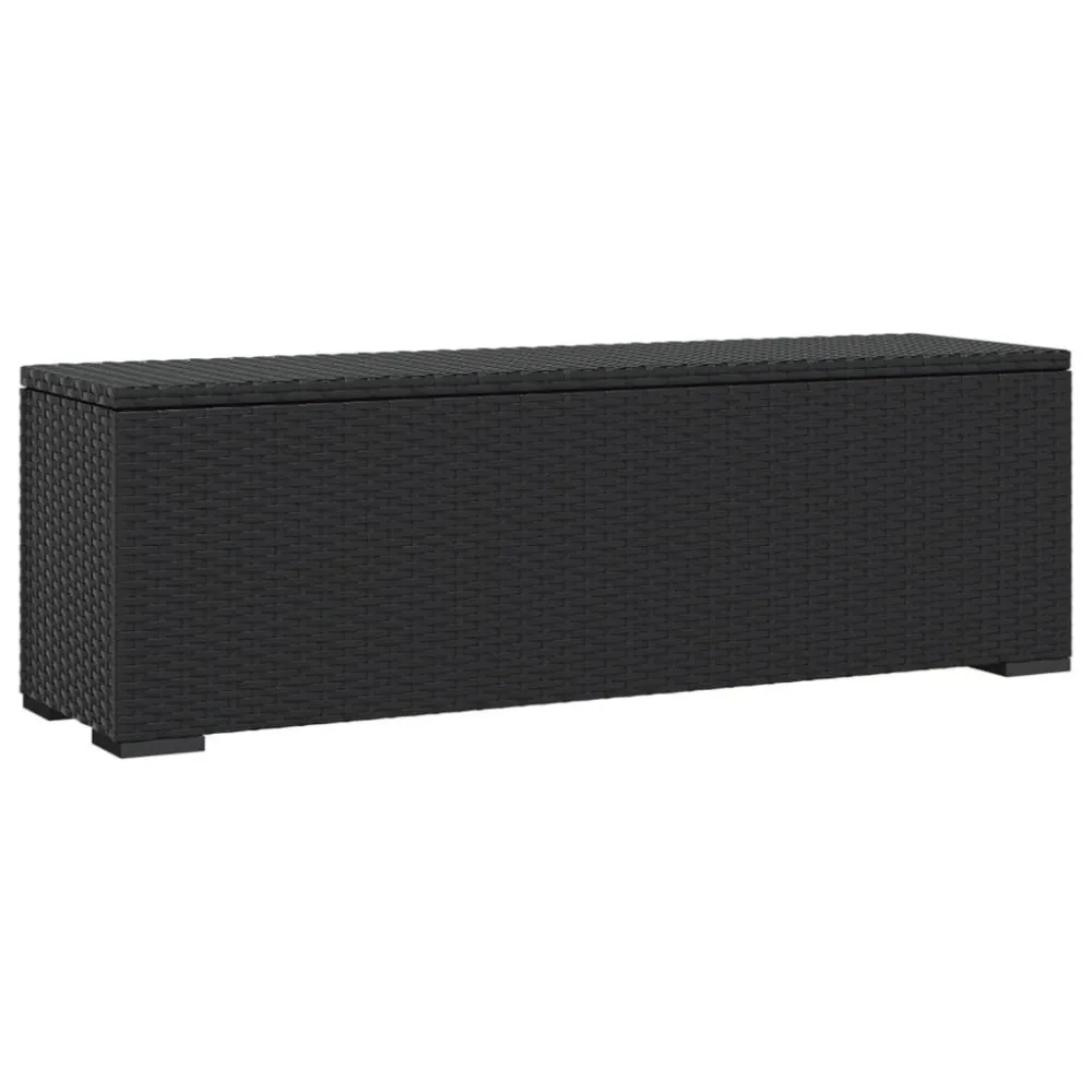 Panca Ottomana con Cuscino Nero 110x30x40 cm Polyrattan - Impermeabile e UV Resistente