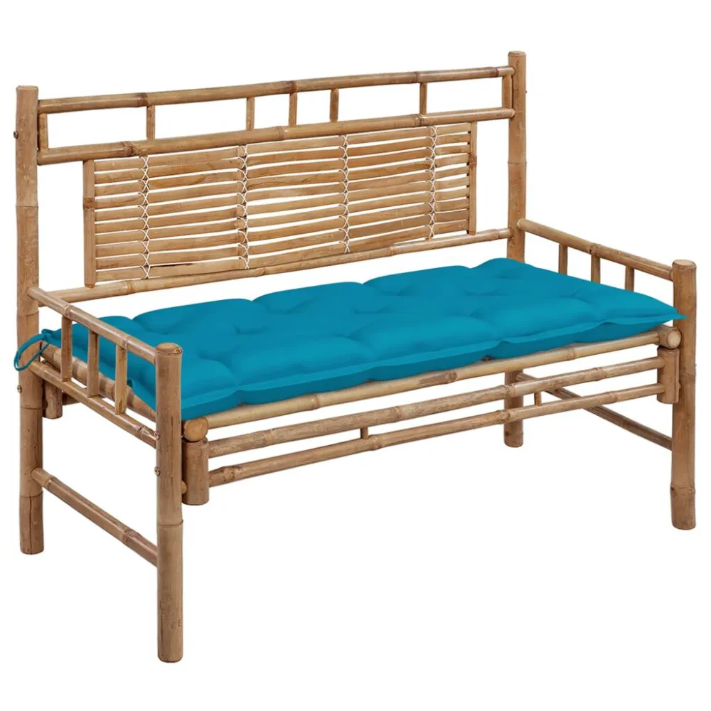 Panchina da Giardino con Cuscino 120 cm Bambù con Sistema di Montaggio Rapido