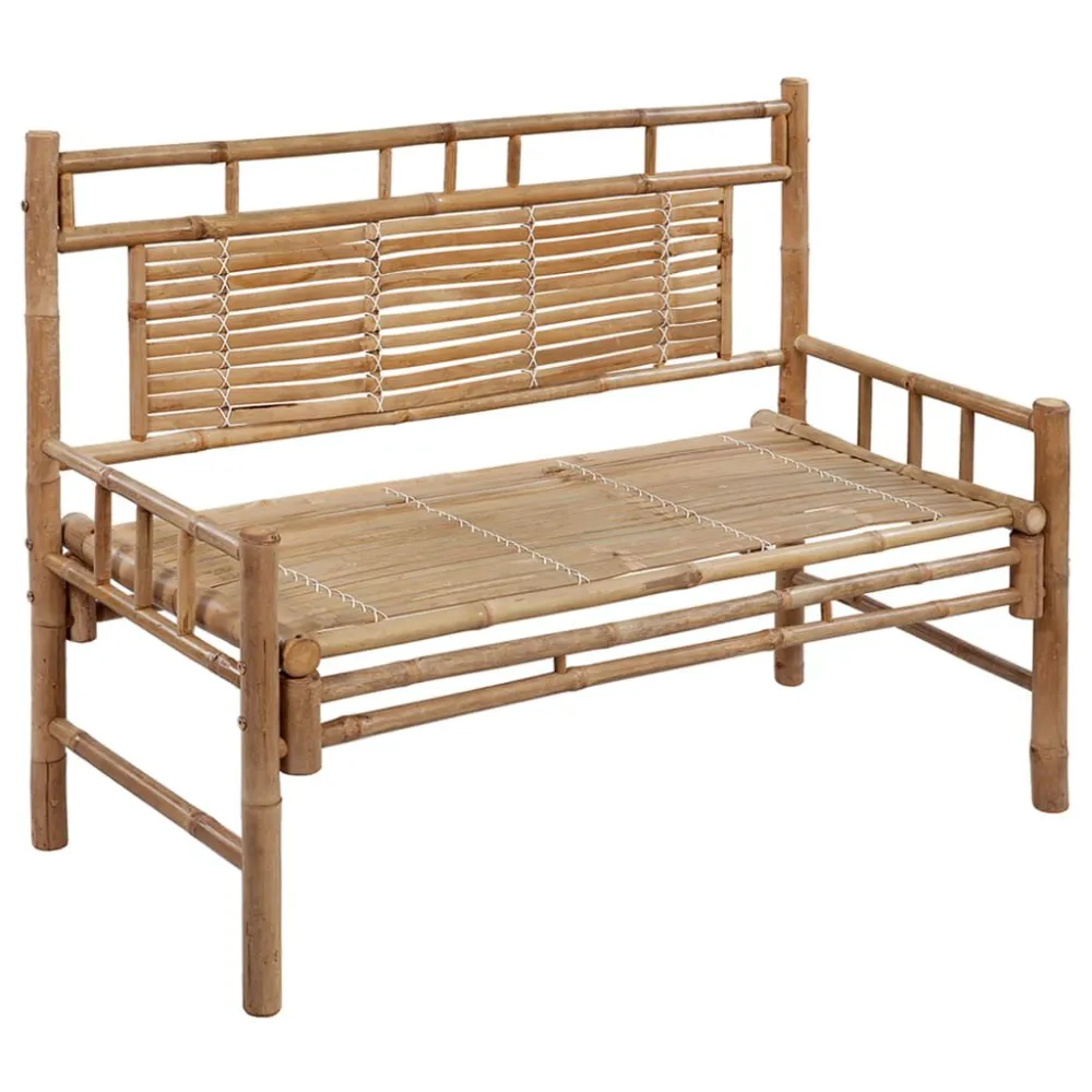 Panchina da Giardino con Cuscino 120 cm Bambù con Sistema di Montaggio Rapido