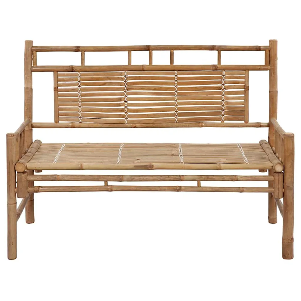 Panchina da Giardino con Cuscino 120 cm Bambù con Sistema di Montaggio Rapido