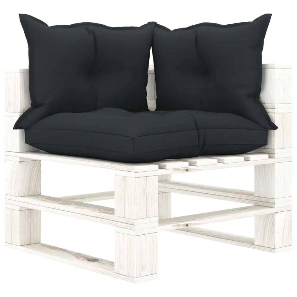 Poltrona Angolare Giardino Pallet con Cuscini Antracite Legno | Pieghevole e Leggera
