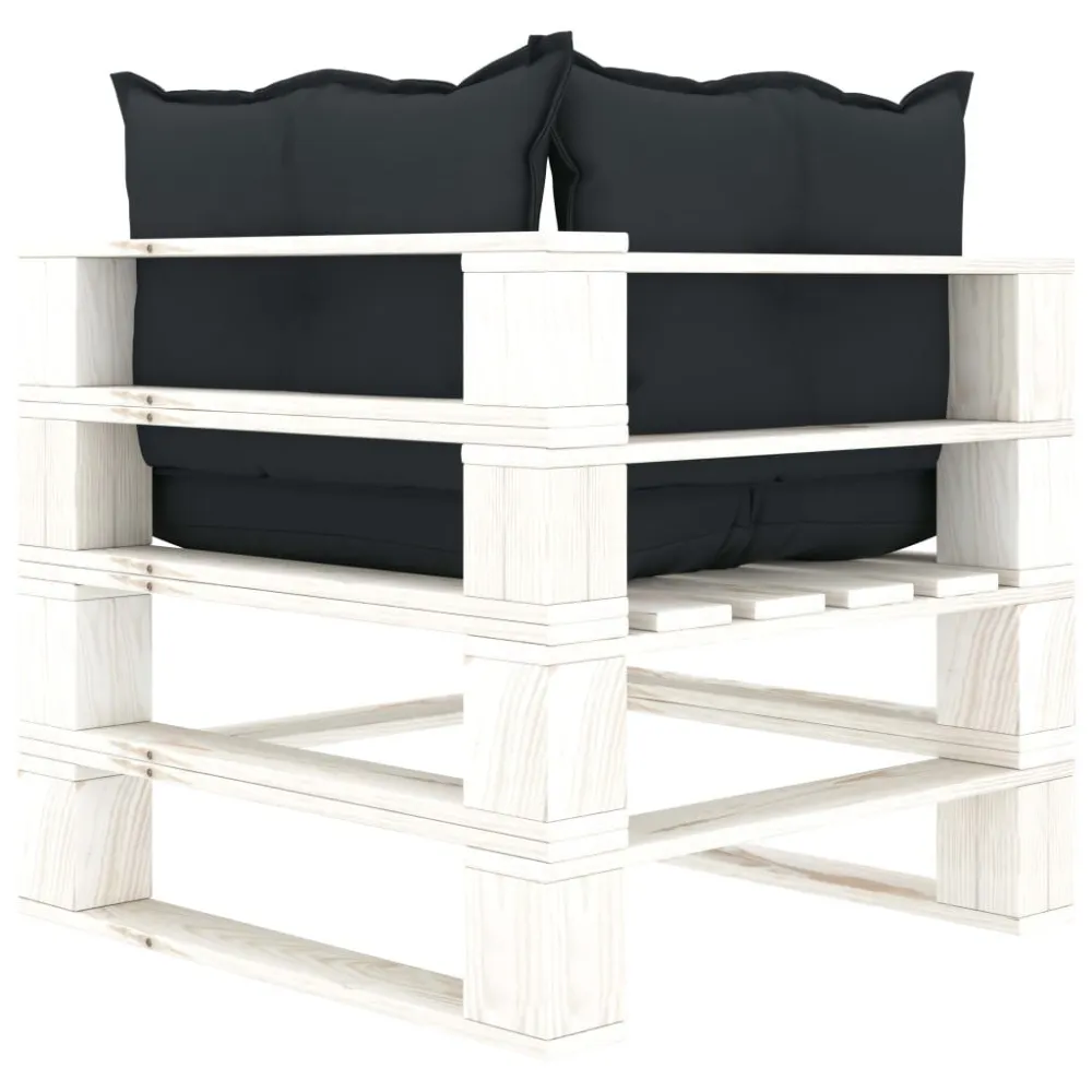 Poltrona Angolare Giardino Pallet con Cuscini Antracite Legno | Pieghevole e Leggera