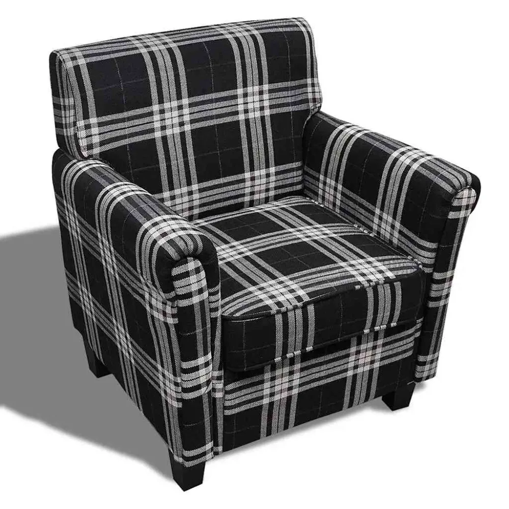 Poltrona con Cuscino Nera Tessuto Materiale Alluminio Anodizzato
