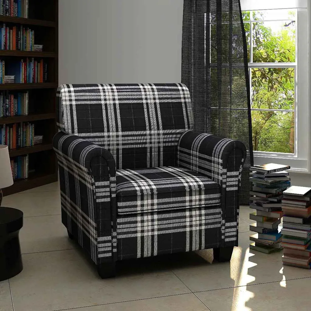 Poltrona con Cuscino Nera Tessuto Materiale Alluminio Anodizzato