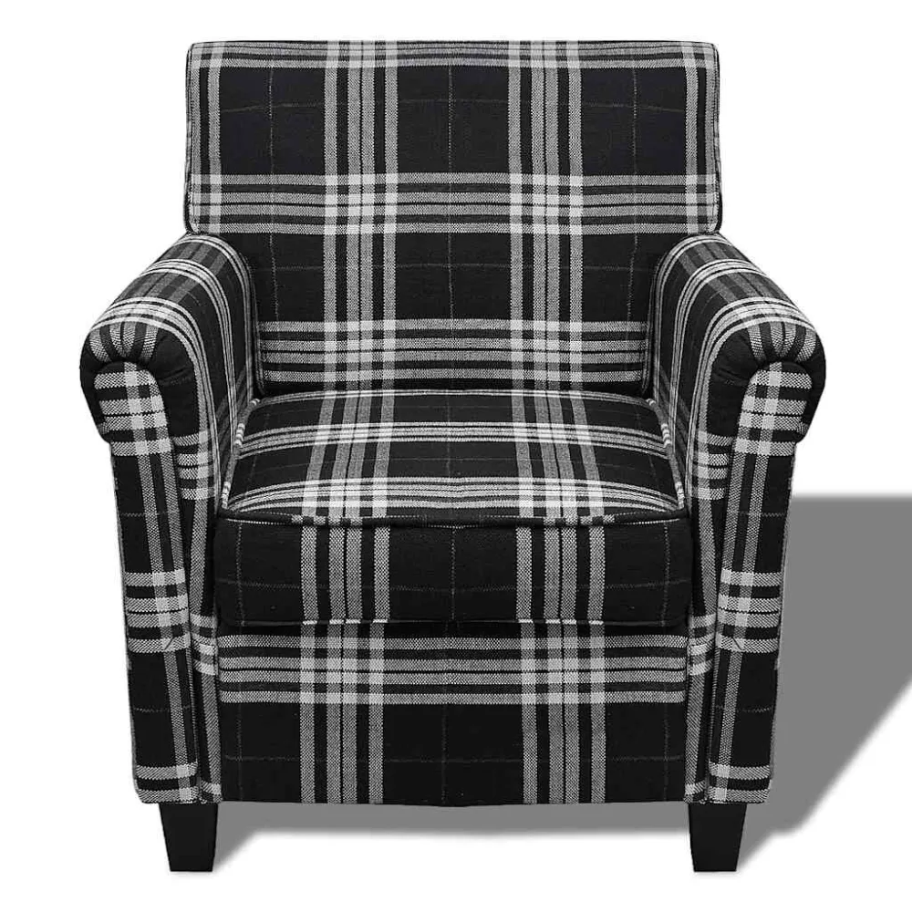 Poltrona con Cuscino Nera Tessuto Materiale Alluminio Anodizzato