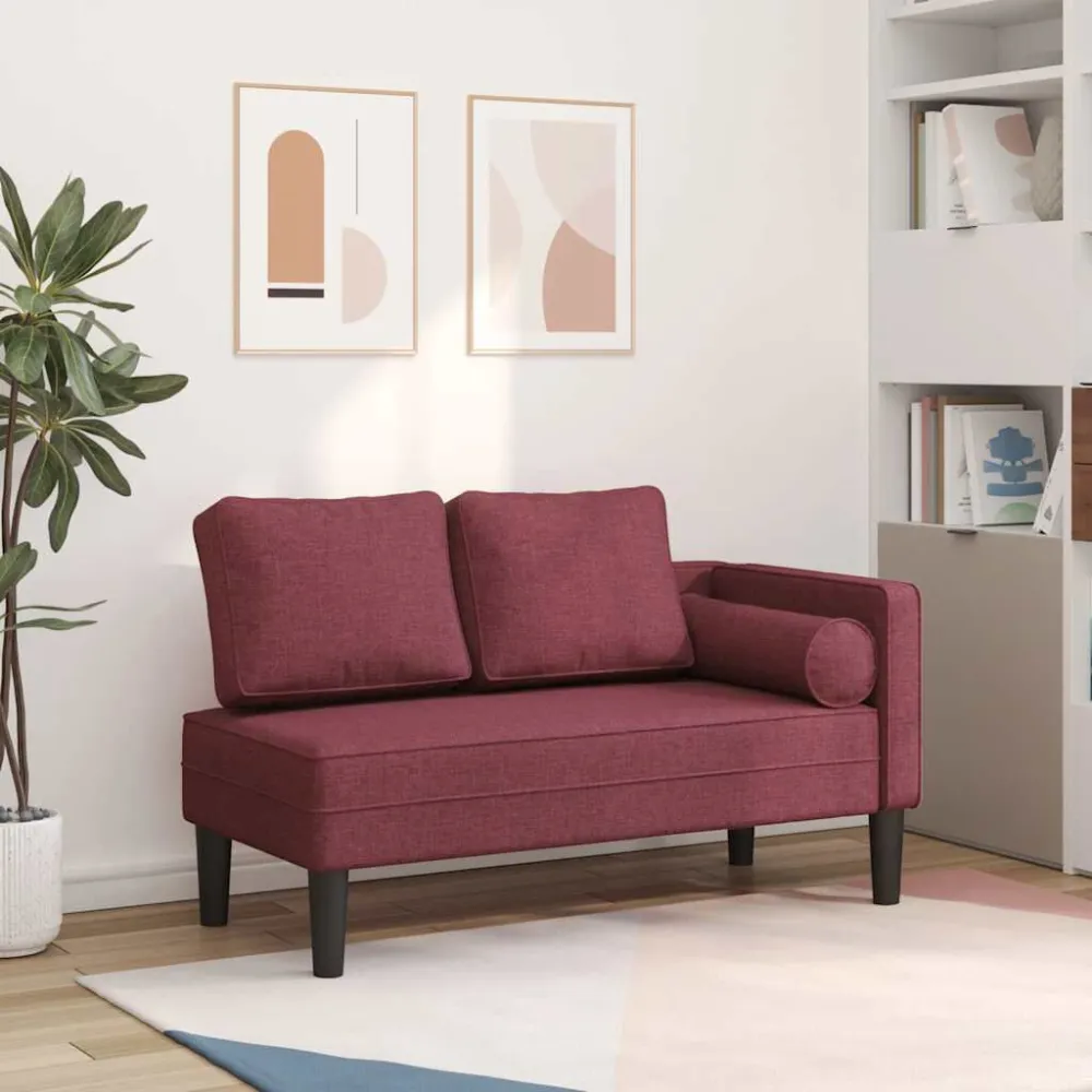 Poltrona Dondolo Chaise Lounge con Cuscini Rosso Vino Tessuto