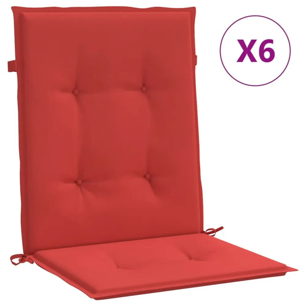 Poltrona Dondolo Cuscini per Sedia da Giardino 6 pz Rossi 100x50x3 cm Tessuto