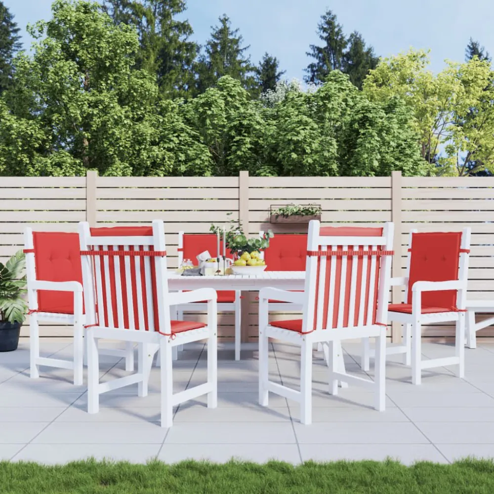 Poltrona Dondolo Cuscini per Sedia da Giardino 6 pz Rossi 100x50x3 cm Tessuto