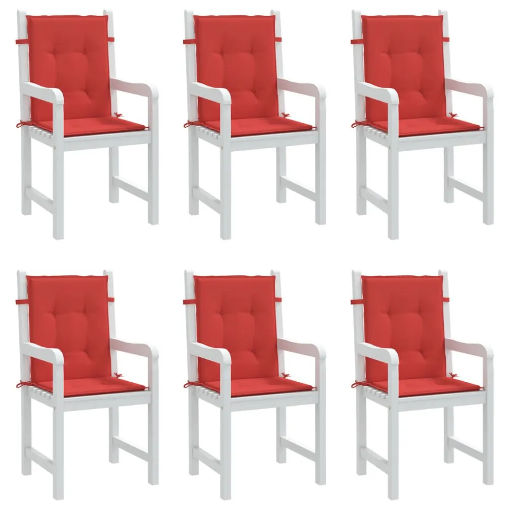 Poltrona Dondolo Cuscini per Sedia da Giardino 6 pz Rossi 100x50x3 cm Tessuto