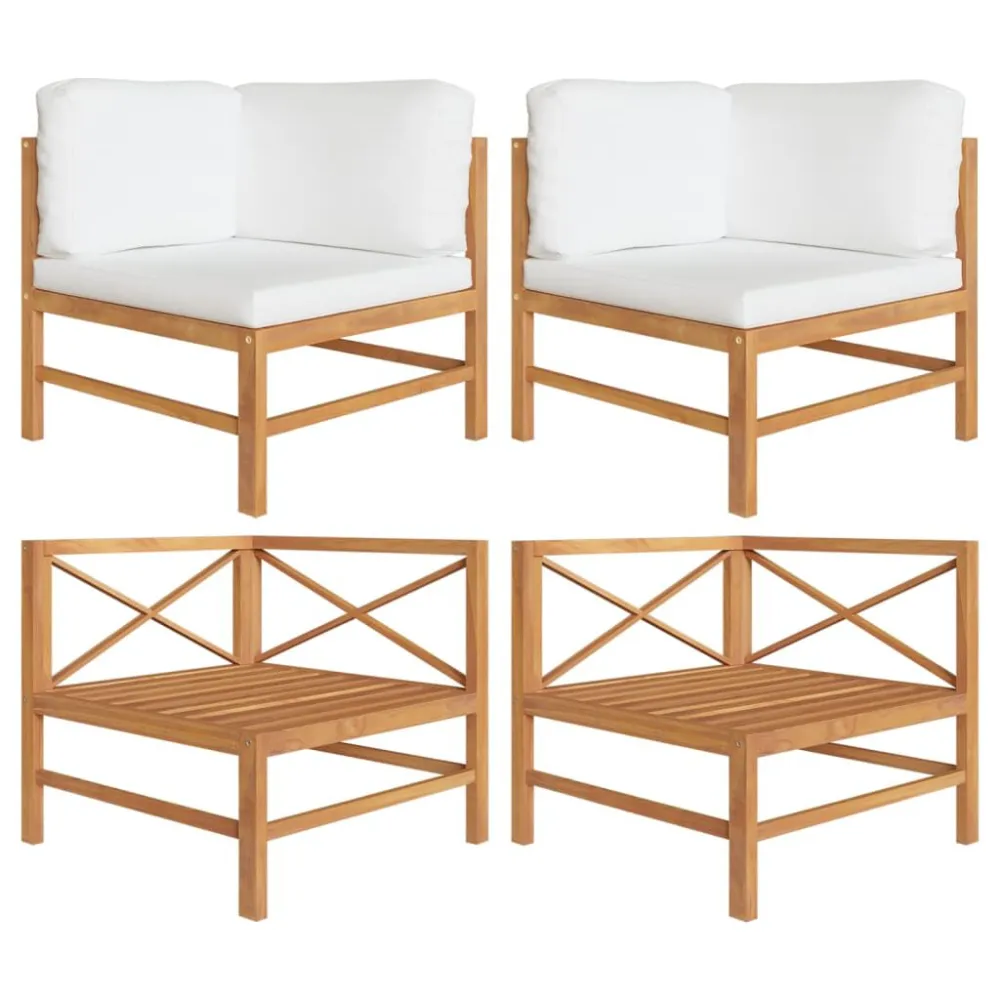 Poltrona Dondolo Divani Angolari 2 pz Cuscini Crema Massello di Teak