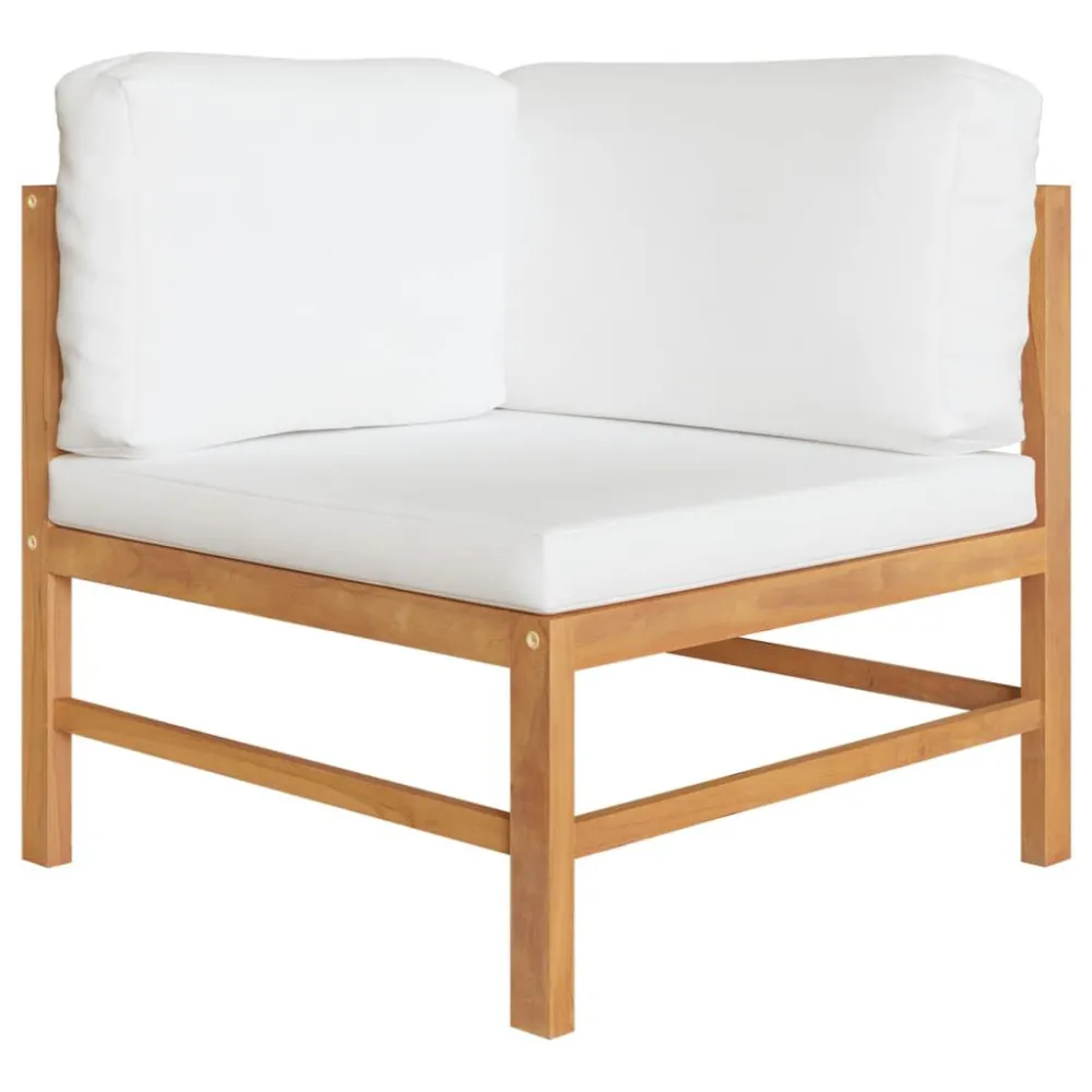 Poltrona Dondolo Divani Angolari 2 pz Cuscini Crema Massello di Teak